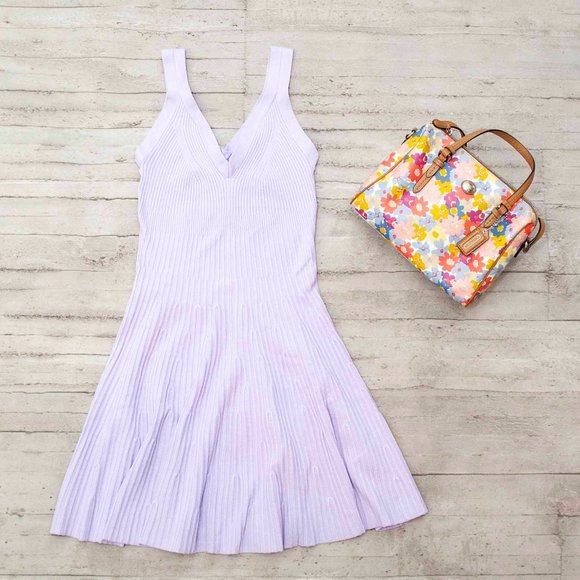 NWT Express Sleeveless V-Neck Ribbed Fit and Flare Sweater Dress size S - Picture 3 of 7